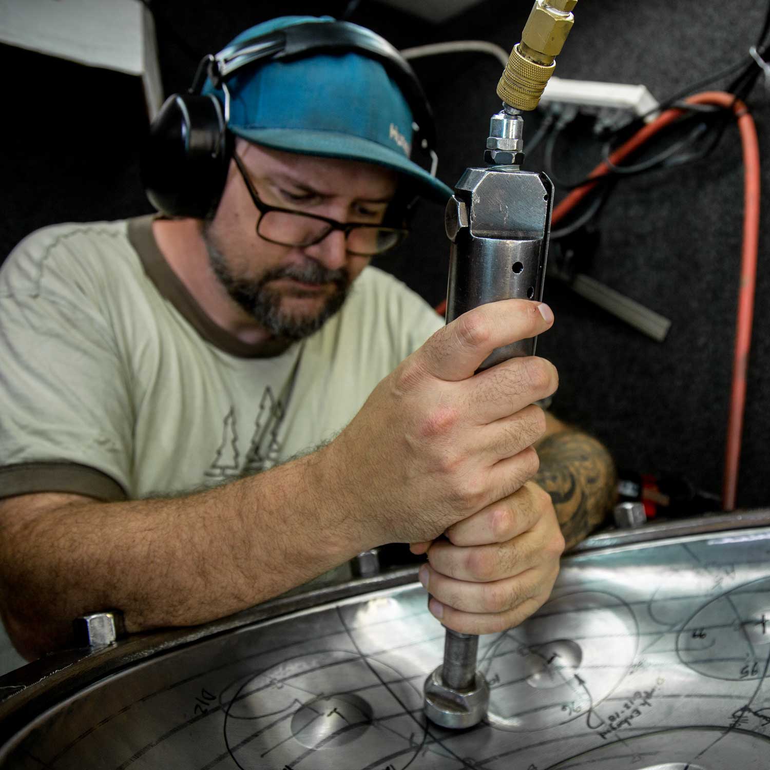 Shaping a Handpan with Pneumatic Hammer